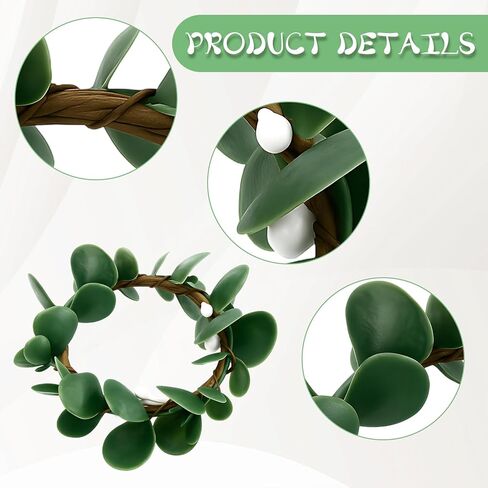 12 قطعة من حلقات مناديل أوراق الأوكالبتوس، حلقات مناديل بوهو، حامل مناديل المزرعة الخضراء لتزيين طاولة الطعام وحفلات الزفاف والكريسماس in Kuwait
