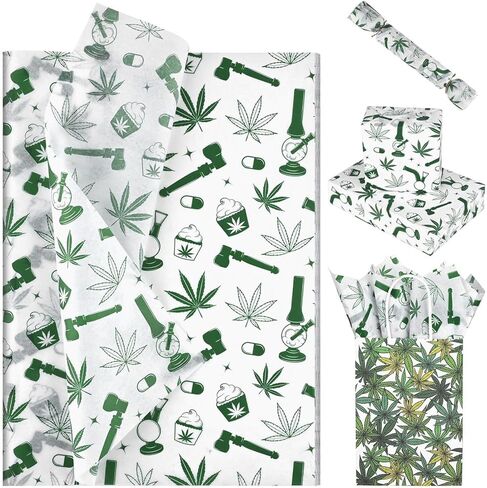 Bolsome 100 ورقة 20 * 14 بوصة أوراق خضراء مناديل ورقية لتغليف الهدايا، هدية نباتية لف المناديل الورقية لعيد الميلاد وحفلات الزفاف وديكور حفلات البكالوريوس DIY Craft in Kuwait