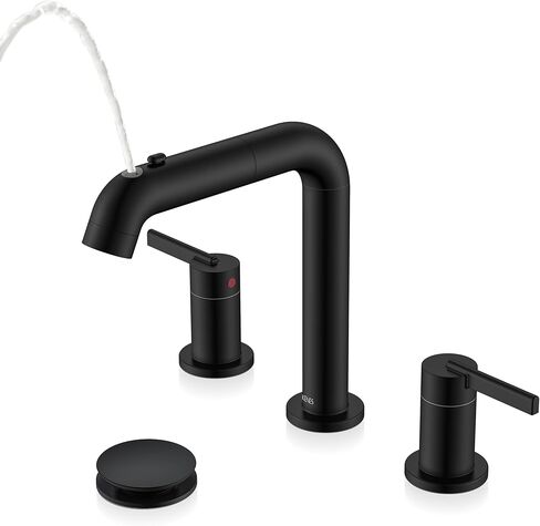 KENES Widespread Bathroom Faucet with Sprayer, Brushed Nickel Bathroom Sink Faucet with Pull Down Sprayer, 8 Inch 3 Hole Pull Out Bathroom Faucet with Pop Up Drain & Supply Lines LJ-9058A in Saudi Arabia