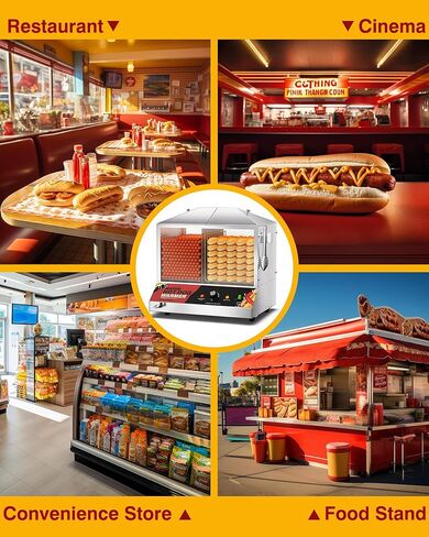 WantJoin Commercial Hot Dog Steamer - 38QT/36L Electric Hot Dog Steamer and Bun Warmer, Stainless Steel Hot Dog Cabinet with Tempered Glass 200-275 Sausages & 40-45 Buns in Saudi Arabia