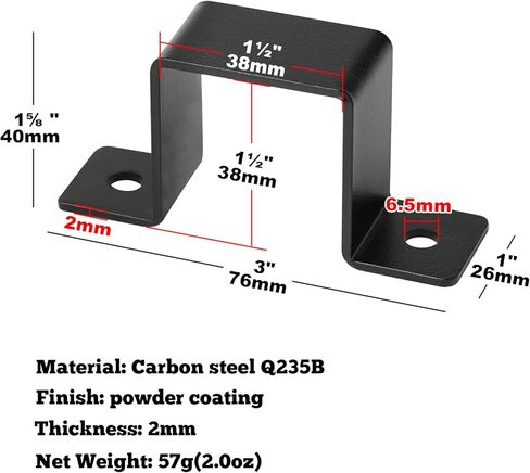 GBGS 20 Pcs Square Tube Strap Clamp for 1-1/2" x 1-1/2" Square Pipe,U Shape Clamp in Saudi Arabia