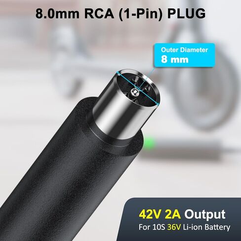 42V 2A Electric Scooter Charger Compatible with Volpam SP06 SP03 GS, Segway Ninebot MAX G30 G2 ES2 ES4 E22 F40 F30 D40 D28 F2 E2 Pro, 36V Lithium Battery Power Supply Adapter, 8.0mm RCA (1-Pin) Plug in Kuwait
