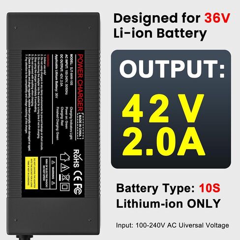 42V 2A Electric Scooter Charger Compatible with Volpam SP06 SP03 GS, Segway Ninebot MAX G30 G2 ES2 ES4 E22 F40 F30 D40 D28 F2 E2 Pro, 36V Lithium Battery Power Supply Adapter, 8.0mm RCA (1-Pin) Plug in Kuwait