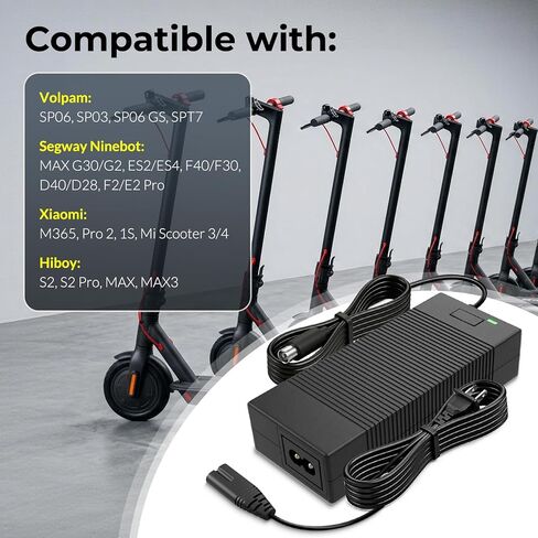 42V 2A Electric Scooter Charger Compatible with Volpam SP06 SP03 GS, Segway Ninebot MAX G30 G2 ES2 ES4 E22 F40 F30 D40 D28 F2 E2 Pro, 36V Lithium Battery Power Supply Adapter, 8.0mm RCA (1-Pin) Plug in Kuwait