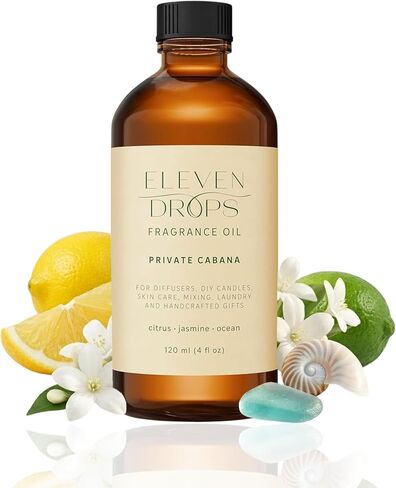 زيت عطري كابانا الخاص | الحمضيات والياسمين ونكهات المحيط | زيت ناشر رائحة القصب يدوم طويلاً للمنزل والمكتب والفندق والمنتجعات الصحية والسيارات وبخاخ الكتان | صديقة للحيوانات الأليفة، زجاجة زجاجية سعة 16 أونصة سائلة in Kuwait