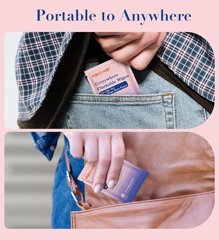 Thickened Flushable Wipes 60 Counts - ON-THE-GO Individually Wrapped for Women Men I Wet Wipes for Butt Travel Toilet Bathroom Thicker & Big for Adult Oranea Dulca & Aloe - Septic Sewer Safe in Saudi Arabia