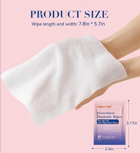 Thickened Flushable Wipes 60 Counts - ON-THE-GO Individually Wrapped for Women Men I Wet Wipes for Butt Travel Toilet Bathroom Thicker & Big for Adult Oranea Dulca & Aloe - Septic Sewer Safe in Saudi Arabia