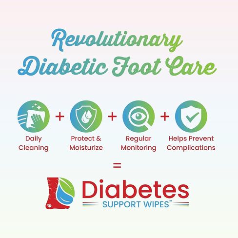 Diabetes Support Wipes® - All-Natural pH-Specific Foot & Body Wipes for Diabetics, Soothes Dry, Itchy & Irritated Skin, Relieves Neuropathy Pain, Supports Healing, Helps Prevent Complications - 72ct in Saudi Arabia
