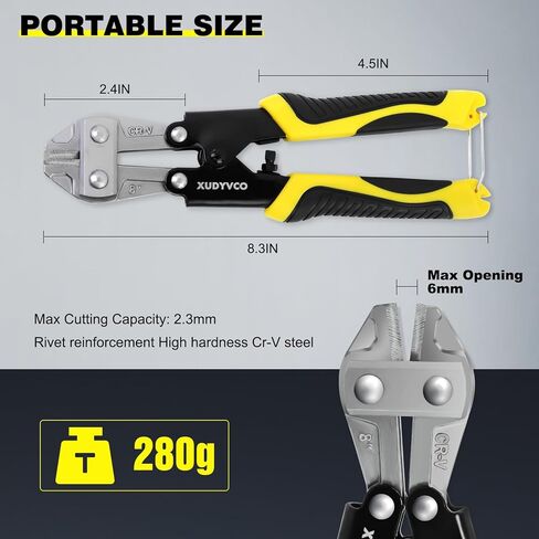 XUDYVCO قواطع مسامير صغيرة، قواطع كابلات سلكية عالية التحمل مقاس 8 بوصات مع مقبض مانع للانزلاق، كماشة قصاصات أسلاك متعددة الوظائف مع زنبرك موفر للعمالة محملة بمسامير سياج شبكية سلسلة in Kuwait