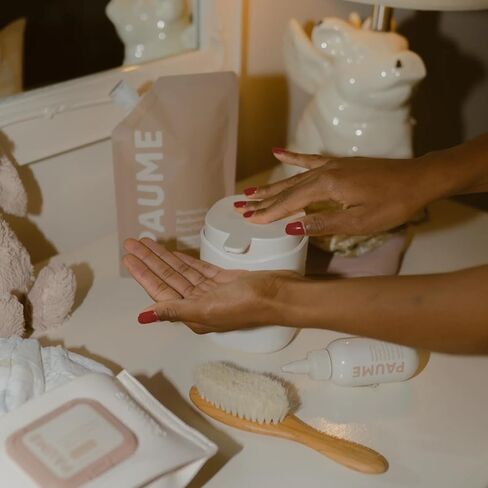 PAUME Sanitizer At Home Duo, Refillable Pump and 17 oz Antibacterial Gel Refill, Plant-Based Hydration & Essential Oils, Stylish & Modern Dispenser for Kitchen, Nursery, or Bathroom in Kuwait