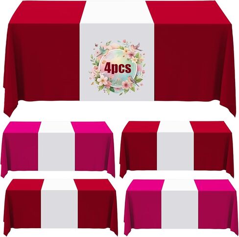 2 Pcs White Table Runner, Polyester Sublimation Heat Transfer Blanks Table Runners for Outdoor Birthday Wedding Party Banquet Restaurant Vendor Booth Supplies in Saudi Arabia