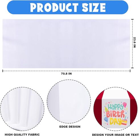 2 Pcs White Table Runner, Polyester Sublimation Heat Transfer Blanks Table Runners for Outdoor Birthday Wedding Party Banquet Restaurant Vendor Booth Supplies in Saudi Arabia