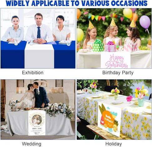 2 Pcs White Table Runner, Polyester Sublimation Heat Transfer Blanks Table Runners for Outdoor Birthday Wedding Party Banquet Restaurant Vendor Booth Supplies in Saudi Arabia
