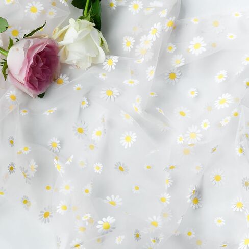 Artoid Mode White Daisy Gauze Table Runner 120 Inch 10FT, Seasonal Sheer Dining Wedding Holiday Birthday Table Decor for Home Party in Saudi Arabia