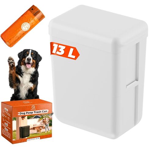 سلة مهملات فضلات الكلاب من PEXTER بالخارج - سلة مهملات نفايات الكلاب المثبتة على الحائط - سلة مهملات فضلات الكلاب الخارجية - خياران للحجم 13 لتر أو 8 لتر (3.5/2.1 جالون) - تتضمن 15 حقيبة شديدة التحمل - (أسود) in Kuwait