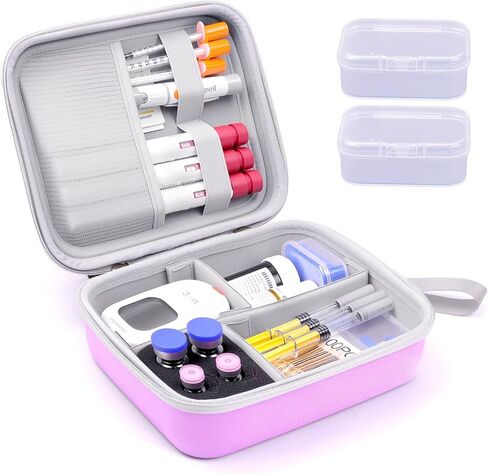Krypthos Diabetic Supplies Travel Case, Portable Diabetes Organizer for Glucose Meter, Blood Sugar Test Strips Kit, Insulin Pens, Vials, Syringes, Lancing Device and More with Adjustable Dividers in Saudi Arabia
