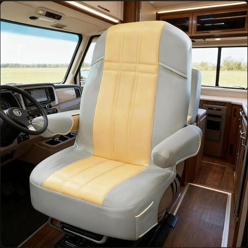 BeadChica Rv Seat Covers Captains Chairs Seat Cover,2 PCS Motorhome Seat Covers for Class A RV Seat with Arm Rest Covers (Yellow&Grey) in Kuwait