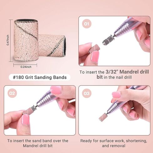 100 Pcs Nail Drill Bits Sanding Bands for Nail Drill 180 Fine Grit Nail File Sanding Bands for Acrylic Nails Gel Manicures and Pedicure in Saudi Arabia