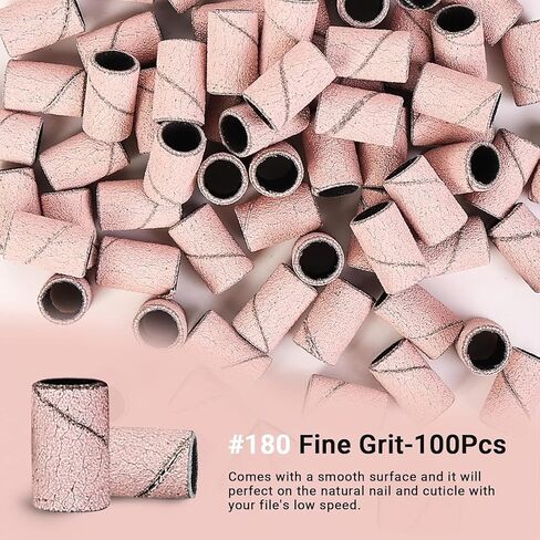 100 Pcs Nail Drill Bits Sanding Bands for Nail Drill 180 Fine Grit Nail File Sanding Bands for Acrylic Nails Gel Manicures and Pedicure in Saudi Arabia
