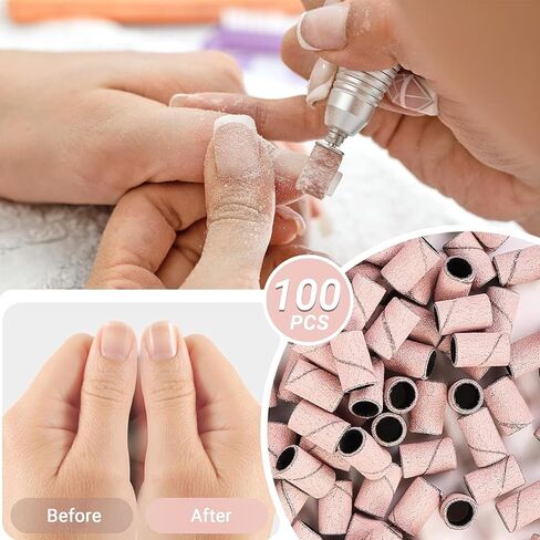 100 Pcs Nail Drill Bits Sanding Bands for Nail Drill 180 Fine Grit Nail File Sanding Bands for Acrylic Nails Gel Manicures and Pedicure in Saudi Arabia