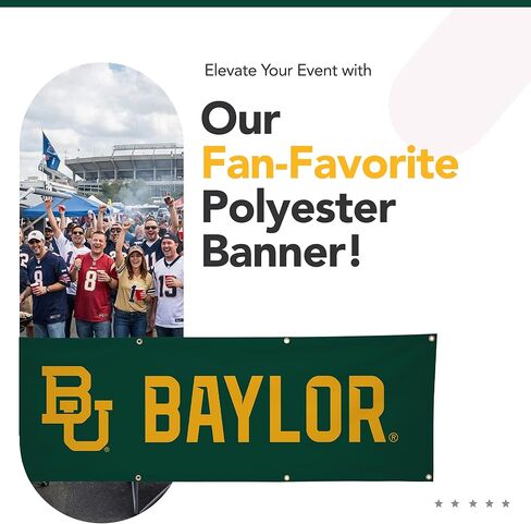 Baylor Tigers College Sports Printed Polyester Banner - NCAA Licensed - Hanging Graduation Decoration - School Banner (Gold, Green) (2' x 6') in Saudi Arabia