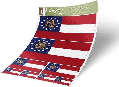 Desert Cactus Georgia State Flag Sticker GA Decal Variety Size Pack 8 Total Pieces Kids Logo Scrapbook Car Vinyl Window Bumper Laptop Georgian V in Saudi Arabia