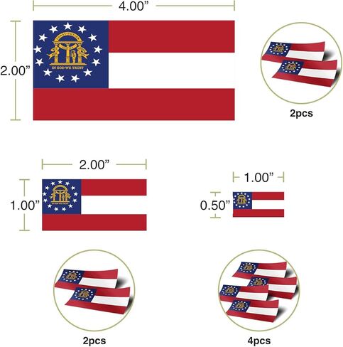 Desert Cactus Georgia State Flag Sticker GA Decal Variety Size Pack 8 Total Pieces Kids Logo Scrapbook Car Vinyl Window Bumper Laptop Georgian V in Saudi Arabia