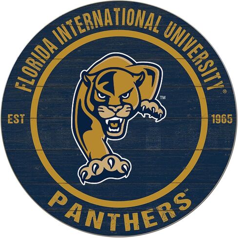 لافتة دائرية ملونة من KH Sports Fan FIU Golden Panthers، مقاس 20 × 20 بوصة، ديكور الفهود الذهبية؛ أظهر روح فريقك مع هذه اللوحة الفنية الجدارية الفريدة من نوعها لجامعة فلوريدا الدولية جولدن بانثرز in Saudi Arabia