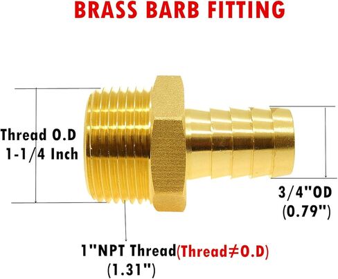 1 Piece 3/4" Barb to 1 NPT Male Pipe Air Hose Fittings Brass Hose Barb Adapter in Saudi Arabia