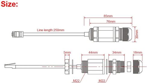 RJ45 موصل واجهة إيثرنت M22 LAN محول الشبكة CAT6 محمية لوحة جبل خط 25 سنتيمتر 1 قطعة in Kuwait