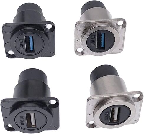 D Type Metal Socket Female to Female USB Connector Panel Mounting 1Pcs(Black,USB 3.0) in Saudi Arabia
