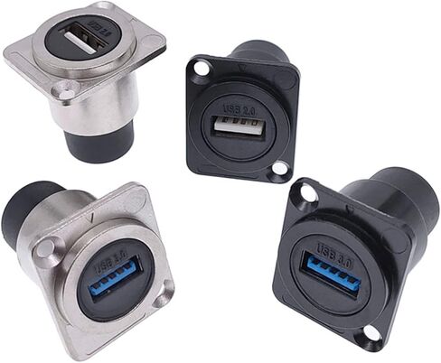 D Type Metal Socket Female to Female USB Connector Panel Mounting 1Pcs(Black,USB 3.0) in Saudi Arabia