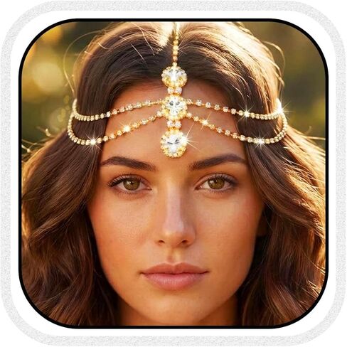 BRISHOW RHINESTONE GOLD HEAD CARNE WEDDEANDERESS ، RAVE CRYSTAL JUSTALEDESS ، إكسسوارات الشعر للنساء in Kuwait