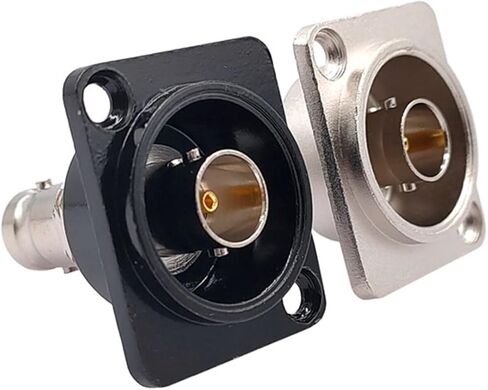 D-Type Double BNC Plug Connector Chassis Panel Mount Adapter Audio Monitoring Parts Female to Female Socket 1Pcs(Black) in Saudi Arabia