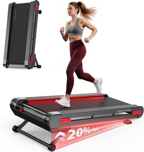 Jogwell 12%-20% Auto Incline Walking Pad, 3.0-3.5HP Ultra-Quiet Under Desk Treadmill for Home Office, 350 LBS Capacity, Smart App & 40% Wider Deck, Space-Saving Vertical Storage in Saudi Arabia