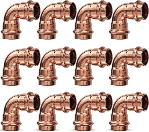 12PK Copper Press Fittings 3/4 inch Coupling with Stop Zero Lead P x P,3/4" Copper Coupling with Stop for Residential,Commercial Plumbing,Outer Diameter 7/8",Use with Hydraulic Press Fitting Tool in Kuwait