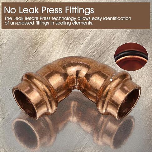12PK Copper Press Fittings 3/4 inch Coupling with Stop Zero Lead P x P,3/4" Copper Coupling with Stop for Residential,Commercial Plumbing,Outer Diameter 7/8",Use with Hydraulic Press Fitting Tool in Kuwait