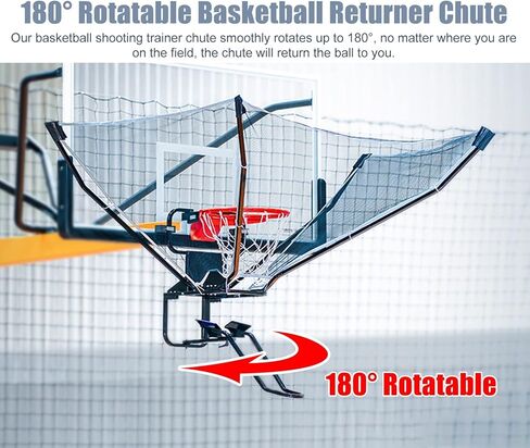 Basketball Hoop Returner Return Attachment Shot - Black Rotatable Rebounder Shooting Trainer and Guard Net Set for Outdoor Indoor Practice in Saudi Arabia