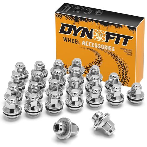 Dynofit 14x1.5 Wheel Lug Nuts Compatible with Toyota Lexus,OEM Mag Washer for Tacoma 4Runner Land Cruiser Sequoia LX600,One-Piece Design 21mm Hex Lug Nuts,Replace OE 90942-A1007|01121 (24PCS Black) in Saudi Arabia