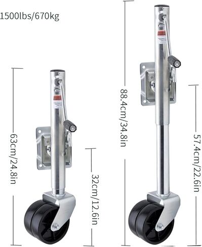 Lift Swivel Trailer Jack - Bolt-On Swivel Tongue Jack, Swivel Trailer Jack, with 6In Dual Trailer Jack Wheel, Heavy-Duty Boat Trailer Jack, 1500Lb Capacity/10I in Saudi Arabia
