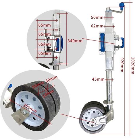 8 in Dual Iron Wheel Trailer Jack Wheel - Heavy-Duty Bolt-On Swivel Jack, Boat Trailer Jack with Wheel, 10In Lift Swivel Trailer Jack, Folding Support Wheel Su in Saudi Arabia