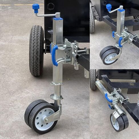 8 in Dual Iron Wheel Trailer Jack Wheel - Heavy-Duty Bolt-On Swivel Jack, Boat Trailer Jack with Wheel, 10In Lift Swivel Trailer Jack, Folding Support Wheel Su in Saudi Arabia