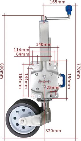 8 in Dual Iron Wheel Trailer Jack Wheel - Heavy-Duty Bolt-On Swivel Jack, Boat Trailer Jack with Wheel, 10In Lift Swivel Trailer Jack, Folding Support Wheel Su in Saudi Arabia