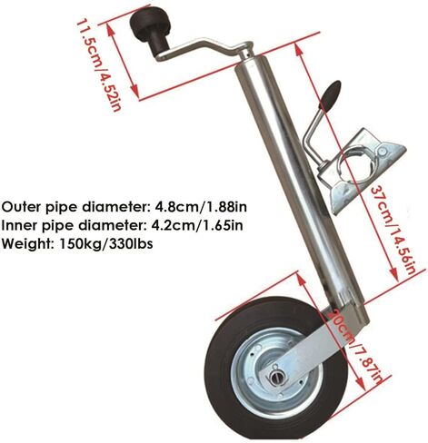 Beach Wheel Trailer Jack - Heavy Duty Marine Swivel Trailer Jack,Foldable and Extendable Swivel Stand, with 20Cm Wheel, 150Kg Heavy Duty Jockey Wheel, 25Cm Ver in Saudi Arabia