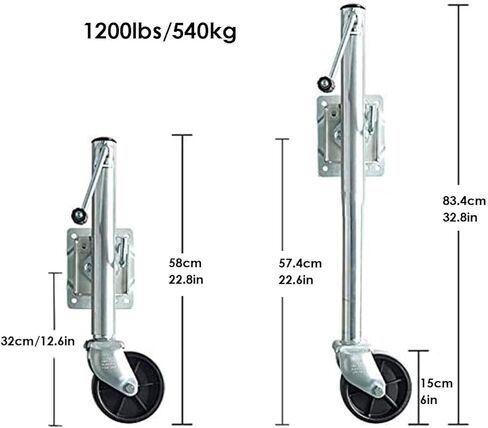 Boat Trailer Jack with Wheel - Lift Swivel Trailer Jack - Trailer Jack Wheel, Swivel Trailer Jockey Wheel, 15Cm Trailer Wheels, 540 Kg Vertical Load, 25Cm Tele in Saudi Arabia
