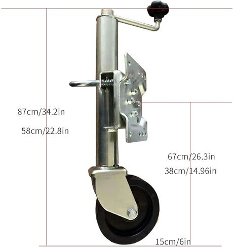 Heavy Duty Marine Swivel Trailer Jack - Bolt-On Swivel Tongue Jack, Lift Swivel Trailer Jack, 15Cm Wheel, Folding Support Wheel/540Kg Load/Adjustable and Teles in Saudi Arabia