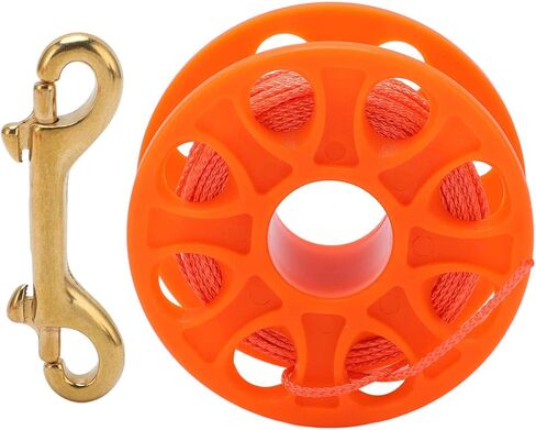 بكرة إصبع للغوص، خط نايلون 30 مترًا مع مشبك مسمار مزدوج الأطراف، برتقالي فلورسنت - تصميم خفيف الوزن، مواد مقاومة للتآكل، مثالية للكهف والتقنية (برتقالي) in Kuwait