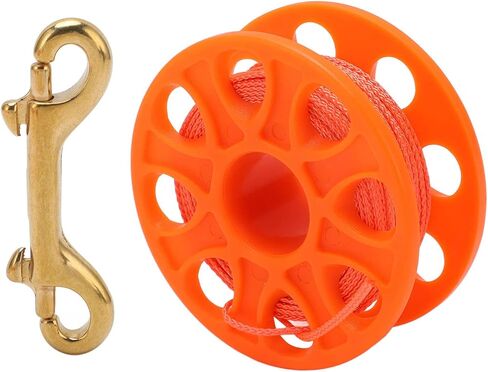بكرة إصبع للغوص، خط نايلون 30 مترًا مع مشبك مسمار مزدوج الأطراف، برتقالي فلورسنت - تصميم خفيف الوزن، مواد مقاومة للتآكل، مثالية للكهف والتقنية (برتقالي) in Kuwait