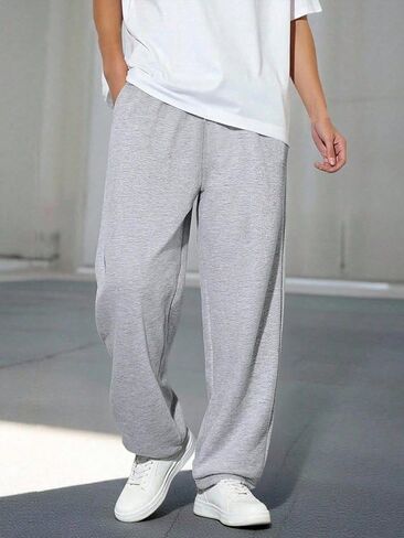 1 Piece Boys' Teenage' Versatile Trendy Casual Comfortable Fleece-Lined Straight-Leg Pants for Spring, Autumn ， Winter in Saudi Arabia