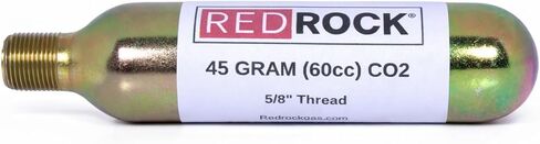 خرطوشة RedRock 45 جرام (60 سم مكعب) ثاني أكسيد الكربون - علبة ثاني أكسيد الكربون UNF 5/8-18 ملولبة لسترات النجاة القابلة للنفخ، وسترات الوسائد الهوائية، والبنادق الهوائية، وكرات الطلاء والمزيد in Kuwait